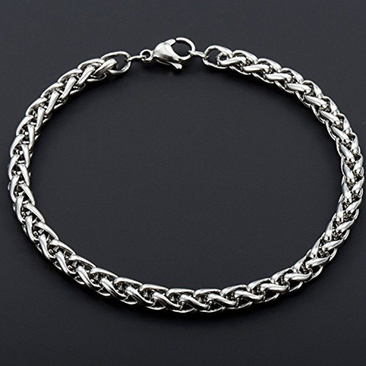 Stylish Wheat Silver 316L Stainless Steel Bracelet Men Women