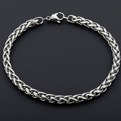 Stylish Wheat Silver 316L Stainless Steel Bracelet Men Women