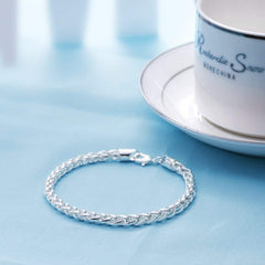 Stylish Wheat Silver 316L Stainless Steel Bracelet Men Women