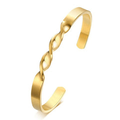18K Gold Stainless Steel Open Cuff Kada Bangle Bracelet Men