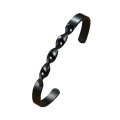 Daily Wear Slim Black Stainless Steel Cuff Kada Bangle Bracelet Men