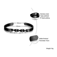 Daily Wear Slim Black Stainless Steel Cuff Kada Bangle Bracelet Men