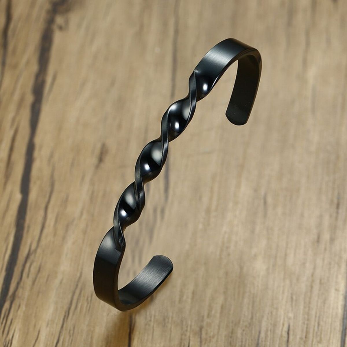 Daily Wear Slim Black Stainless Steel Cuff Kada Bangle Bracelet Men