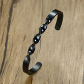 Daily Wear Slim Black Stainless Steel Cuff Kada Bangle Bracelet Men