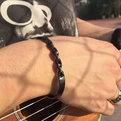 Daily Wear Slim Black Stainless Steel Cuff Kada Bangle Bracelet Men