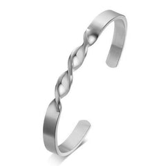 Slim Platinum Silver Stainless Steel Cuff Kada Bangle Bracelet