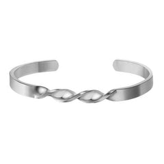 Slim Platinum Silver Stainless Steel Cuff Kada Bangle Bracelet