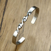 Slim Platinum Silver Stainless Steel Cuff Kada Bangle Bracelet