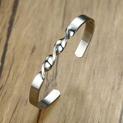 Slim Platinum Silver Stainless Steel Cuff Kada Bangle Bracelet