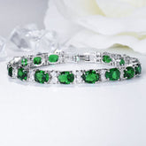 Tennis Emerald Green Cubic Zirconia American Diamond Bracelet