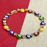 Turkish Evil Eye Multi Colour 18K Gold Bracelet For Women