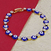 Turkish Evil Eye Lucky Blue 18K Gold Bracelet For Women