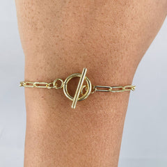 Classic Link Toggle Clasp Gold Copper Bracelet For Women
