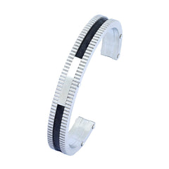 Silver 316L Stainless Steel Cuff Kada Bangle Bracelet Men Women