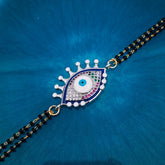 Turkish Blue Evil Eye Good Luck Cubic Zirconia Adjustable Hand Wrist Mangalsutra Bracelet Women