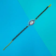 Turkish Blue Evil Eye Good Luck Cubic Zirconia Adjustable Hand Wrist Mangalsutra Bracelet Women