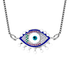 Turkish Blue Evil Eye Cubic Zirconia Necklace Pendant Chain Women