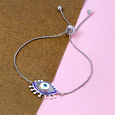 Turkish Evil Eye Lucky Cubic Zirconia American Diamond Slider Bracelet For Women