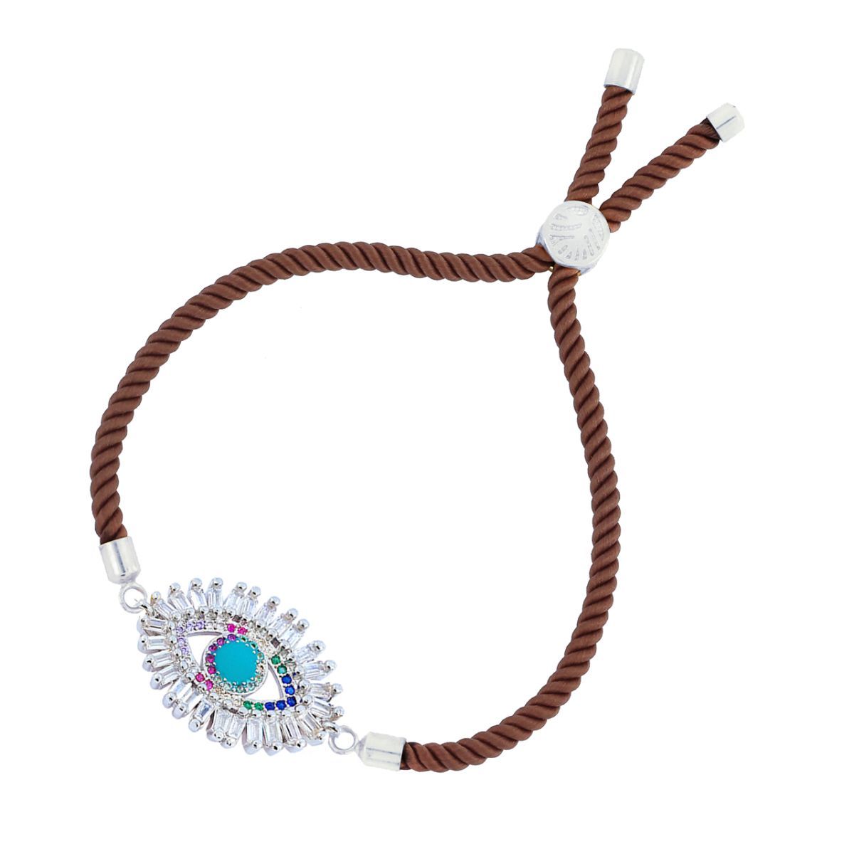 Brown Green Silver Thread Turkish Evil Eye Bracelet For Women