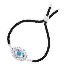 Black Green Silver Thread Turkish Evil Eye Bracelet For Women