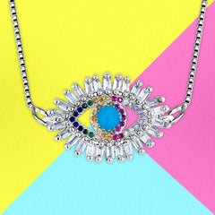 Turkish Evil Eye Cubic Zirconia Necklace Pendant Chain Women