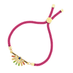 Rainbow Colourful Gold Pink Cubic Zirconia Adjustable Thread Bracelet