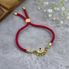 Rainbow Colourful Gold Pink Cubic Zirconia Adjustable Thread Bracelet