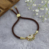 Rainbow Colourful Gold Brown Cubic Zirconia Adjustable Thread Bracelet