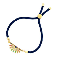 Rainbow Colourful Gold Blue Cubic Zirconia Adjustable Thread Bracelet