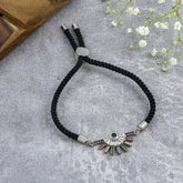 Rainbow Colourful Silver Black Cubic Zirconia Thread Bracelet