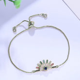 Rainbow Colour Silver Cubic Zirconia American Diamond Slider Bracelet