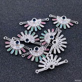 Rainbow Colour Silver Cubic Zirconia American Diamond Centre Pcs For Women