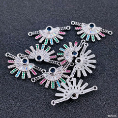 Rainbow Colour Silver Cubic Zirconia American Diamond Centre Pcs For Women