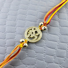 Aum Om 18K Gold Cubic Zirconia American Diamond Thread Rakhi Men