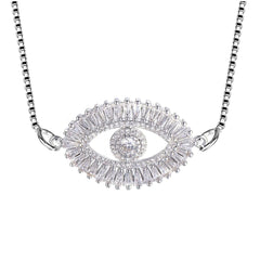 Turkish Evil Eye Cubic Zirconia Diamond Necklace Pendant Chain Women