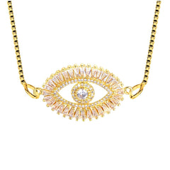 Turkish Evil Eye Cubic Zirconia Diamond Necklace Pendant Chain Women