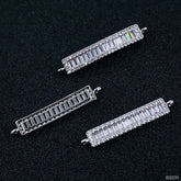 Silver Baguette Cubic Zirconia American Diamond Centre Pcs For Women