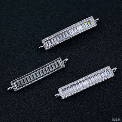 Silver Baguette Cubic Zirconia American Diamond Centre Pcs For Women