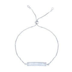 Silver Baguette Cubic Zirconia American Diamond Slider Tennis Bracelet