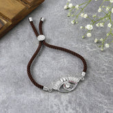Evil Eye Good Baguette Silver Brown CZ Thread Bracelet