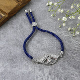 Evil Eye Good Baguette Silver Blue CZ Thread Bracelet