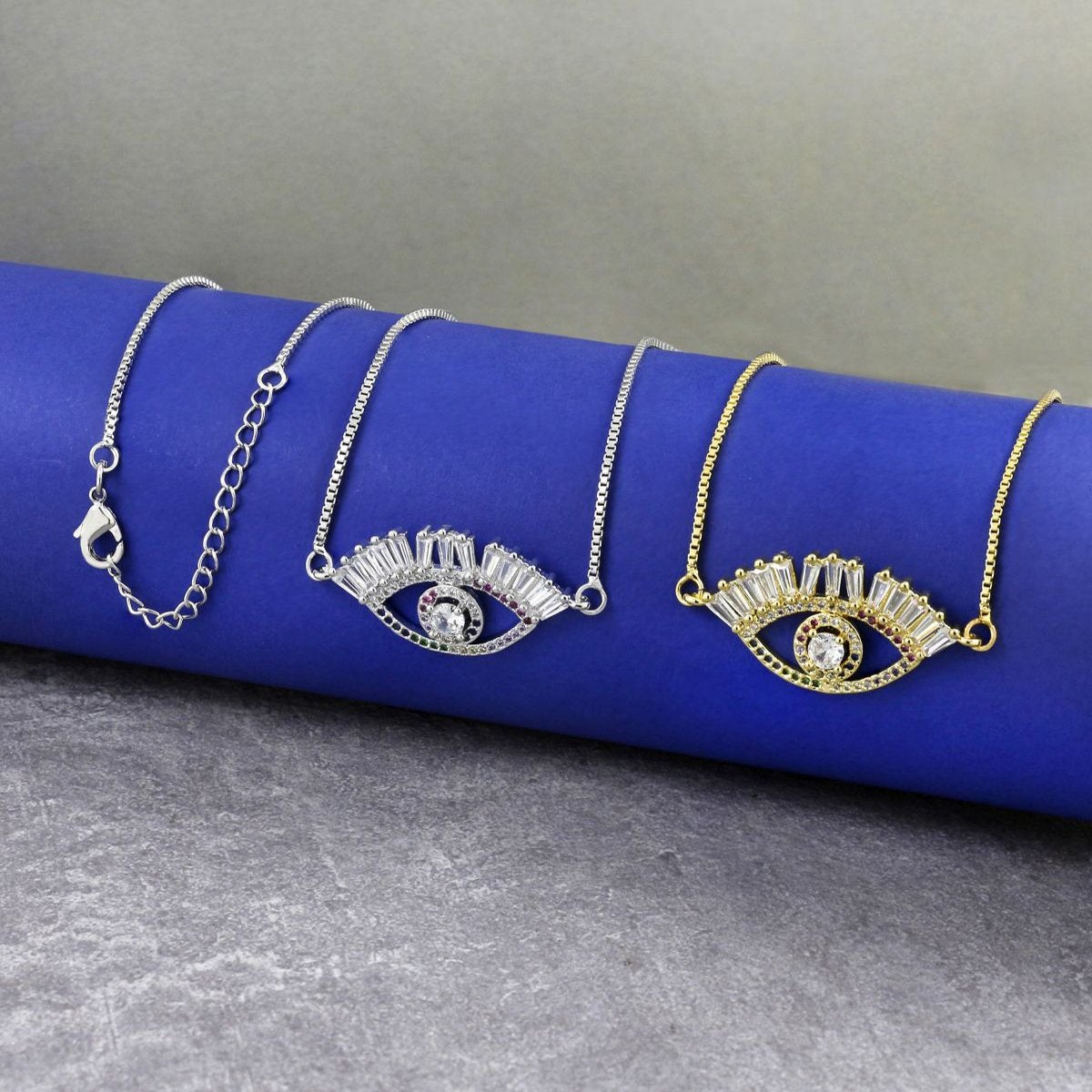 Turkish Evil Eye Cubic Zirconia Diamond Necklace Pendant Chain Women