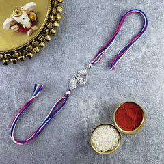 Turkish Evil Eye Good Luck Baguette CZ Silver Thread Rakhi