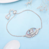 Evil Eye Baguette Cubic Zirconia American Diamond Slider Bracelet