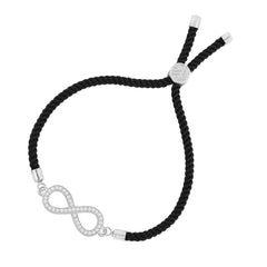 Infinity Silver Blue Cubic Zirconia Adjustable Thread Bracelet