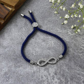 Infinity Silver Blue Cubic Zirconia Adjustable Thread Bracelet