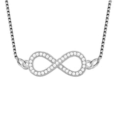 Infinity American Diamond Silver Necklace Pendant Chain