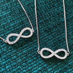 Infinity American Diamond Silver Necklace Pendant Chain
