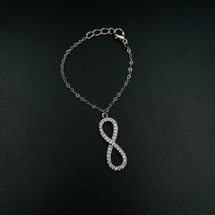 Infinity Copper Silver American Diamonds Link Chain Watch Charm Chain For Women