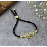 Evil Eye Good Baguette Gold Black CZ Thread Bracelet